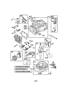 Cylinder/Crankshaft/Crankcase Diagram and Parts List for 124T05-3774-EA  Briggs and Stratton Engine